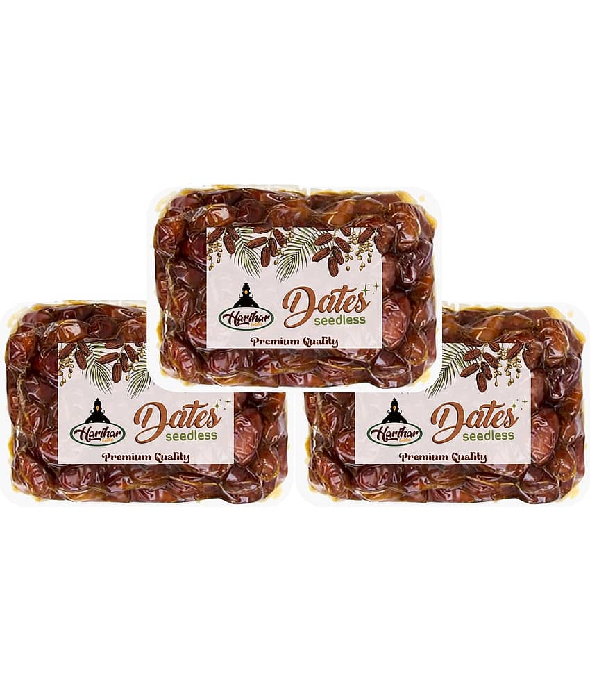 HARIHAR KRIDHA Dates (Khajoor) Premium Seedless Khajoor | 500 Gram Pack of 3