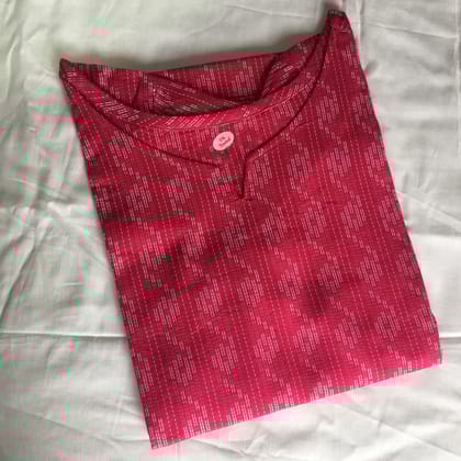 Raani Katha Cotton Kurti- Knee Length - 3405-40 - L