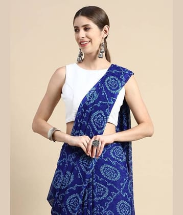 Parmila Fashion Georgette Printed Saree With Unstitched Blouse Piece ( Blue )