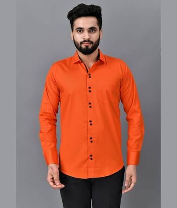 VTEXX Cotton Blend Regular Fit Solids Full Sleeves Men's Casual Shirt - Orange ( Pack of 1 )