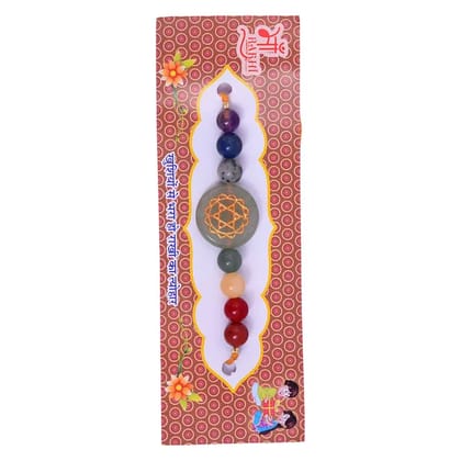 Krishna Impex Semi Precious Stone Seven Chakra Rakhi With Chakra Symbol Bracelet For Men And Women (KC01)  by Krishna Impex