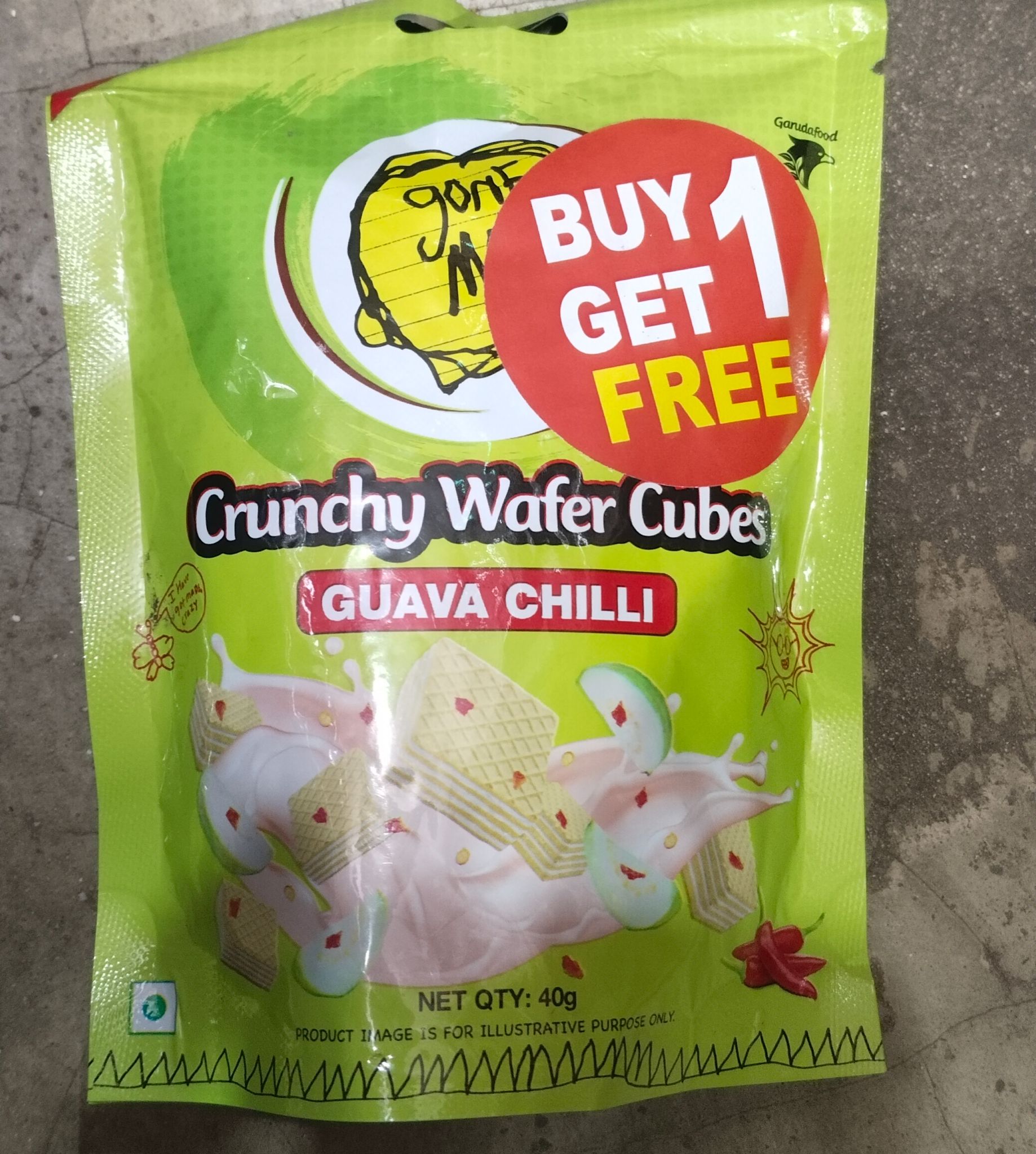 Gone mad crunchy wafer cubes Guava chilli 1+1 