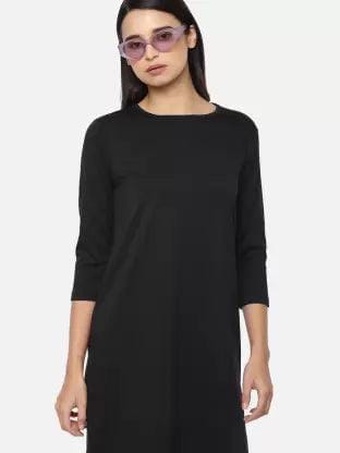 Women plain Night Dress  (Black)-S