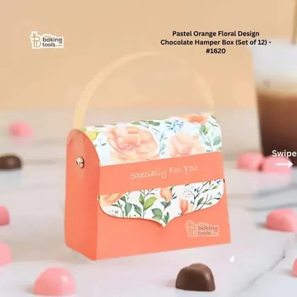 Pastel Orange Colour Multipurpose Floral Design Chocolate Hamper Box (Set of 12 Pcs) - #1620