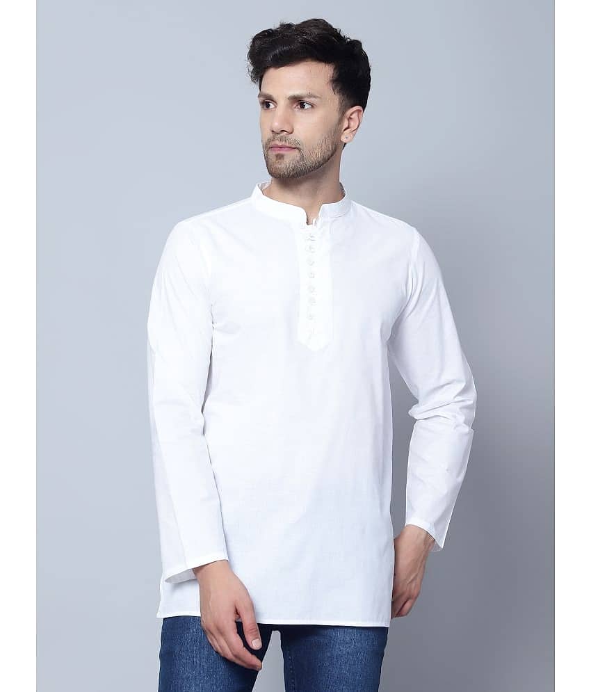 Latest Chikan Cotton Blend Regular Fit Solids Full Sleeves Men's Casual Shirt - White ( Pack of 1 )
