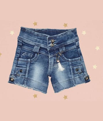 Arshia Fashions Pack of 1 Girls Denim Hot Pants ( Blue )