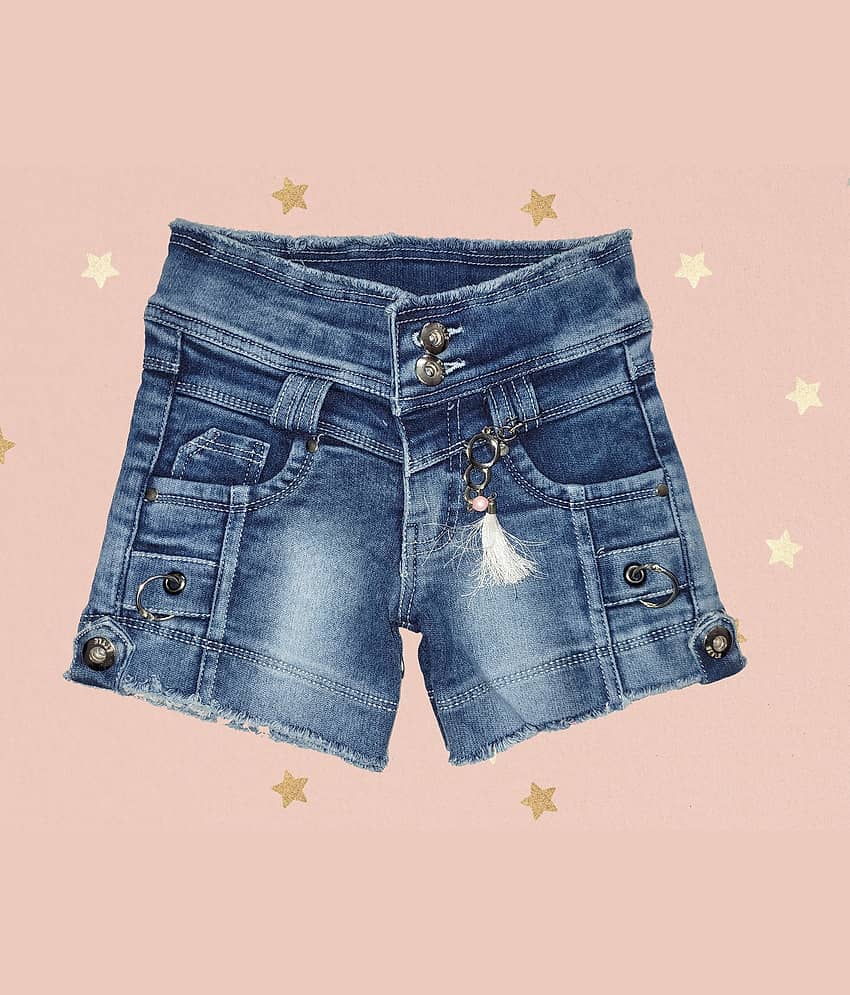 Arshia Fashions Pack of 1 Girls Denim Hot Pants ( Blue )