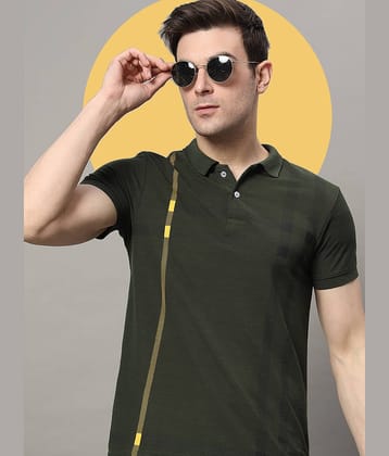 RELANE Pack of 1 Cotton Blend Regular Fit Solid Half Sleeves Men's Polo T Shirt ( Olive Green )