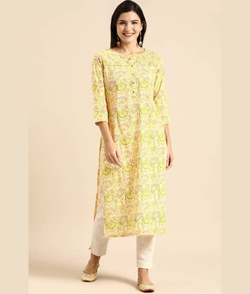 Rajnandini - Yellow 100% Cotton Women's Straight Kurti ( Pack of 1 )