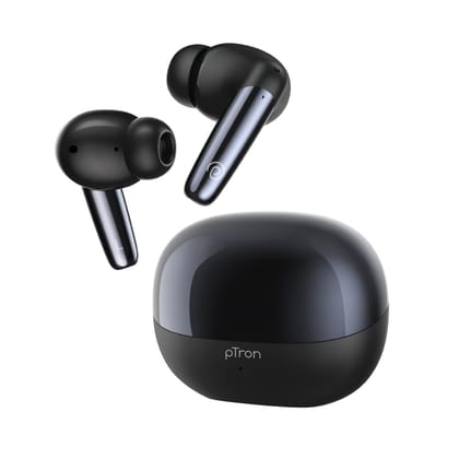 pTron Zenbuds Ultima in-Ear ANC Earbuds, 35dB Quietsound ANC, 4 Quadpro Mics w/AI-ENC Calls, 4D Panoramic Audio, Transparency Mode, 50Hrs Playtime, BT5.3 Wireless Headphones & IPX5 (Coal Black)