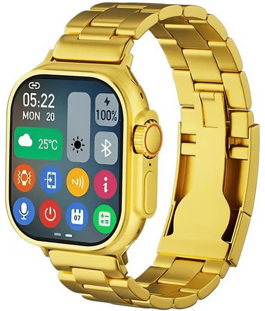 SKYRISE Ultra Max Golden Edition Smartwatch | Heart Rate | Steps | Wireless Charging Smartwatch (Golden Strap, 2.09 Inch Big Sunlight Proof Display)