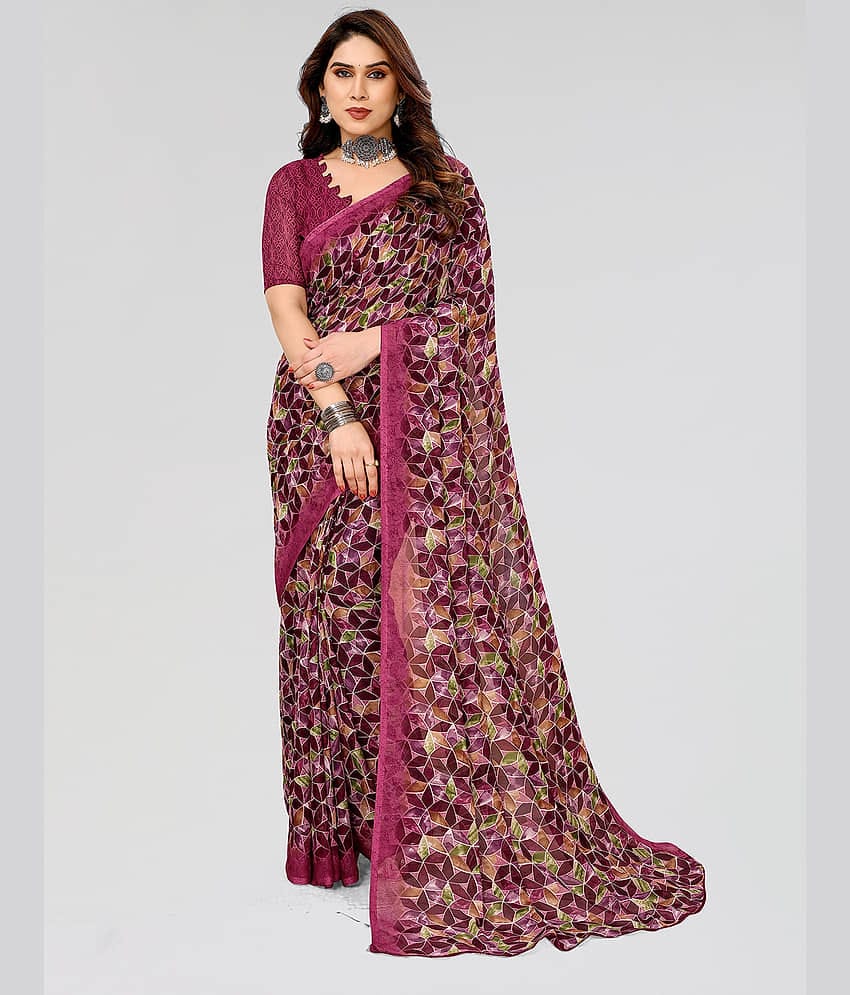 Kashvi Sarees Georgette Printed Saree With Unstitched Blouse Piece ( Pink )