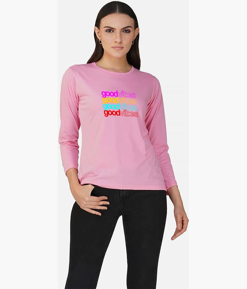 CHOZI Women Cotton Printed Regular Fit Round Neck T-Shirt ( Pink )