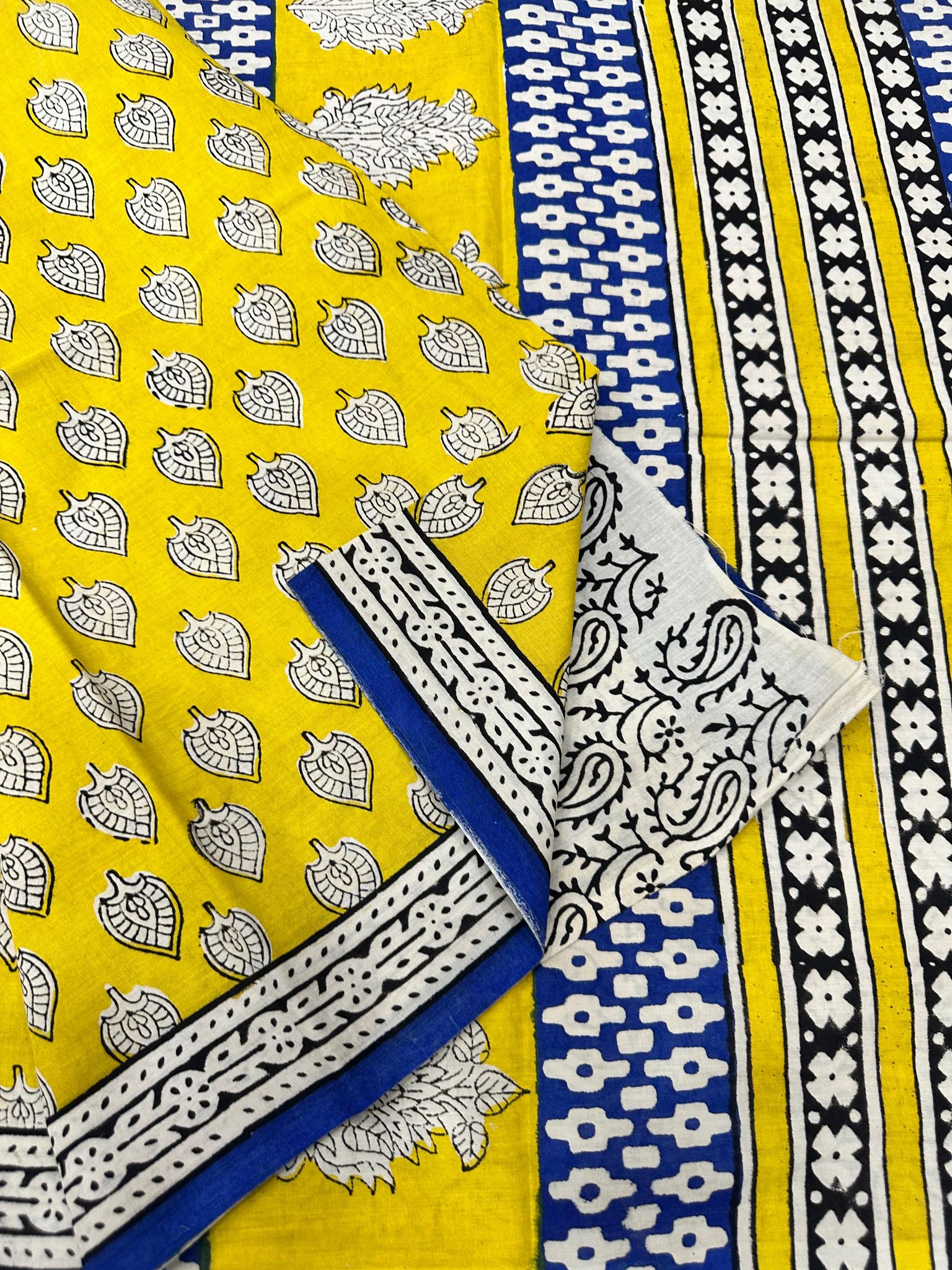 Block printed cotton saree