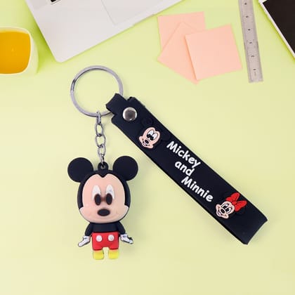 Cute Cartoon Silicone 3D Key Chain with Metal Hook & Strap (Pack of 1 / Mix Design)
