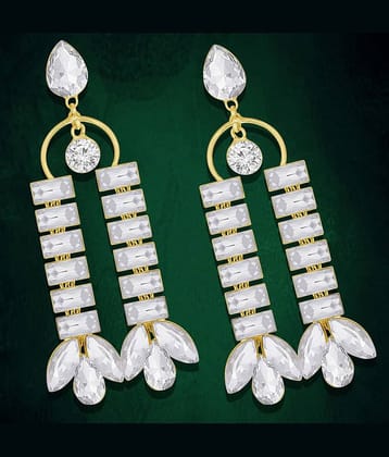 Spargz Designer Alloy Gold Plated Synthetic Stone Dangler Earring For Women