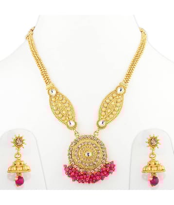 Silver Shine Alloy Golden Choker Traditional Gold Plated Necklaces Set