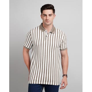 Fashlook Men Multicolor Vertical Striped Cotton Blend Polo T-Shirt