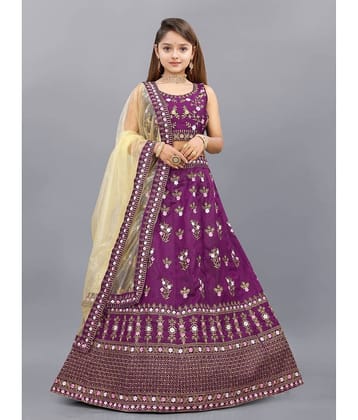Aika Silk Lehenga Choli Set For Girls ( Pack of 1 , Green )