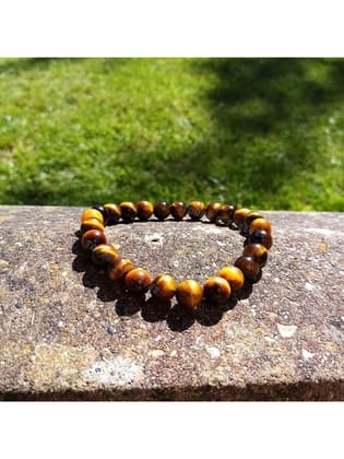 NVR Natural Crystal Beaded Tiger Eye Gemstone Bracelet-Onesize / Brown / Beads