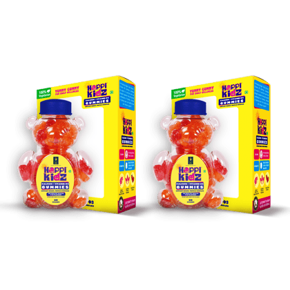 BRITISH LIFE SCIENCES PVT LTD ; Nutrition For A Healthy Beginning Happikidz Calcium + Vitamin D Gummies For Kids (60 Count Gummy Bears) - Kids Nutrition, Bones And Teeth, Boosts Immunity - Strawb