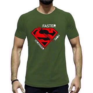 HIT SQUARE Olive Pure Cotton Round Neck Printed For Men