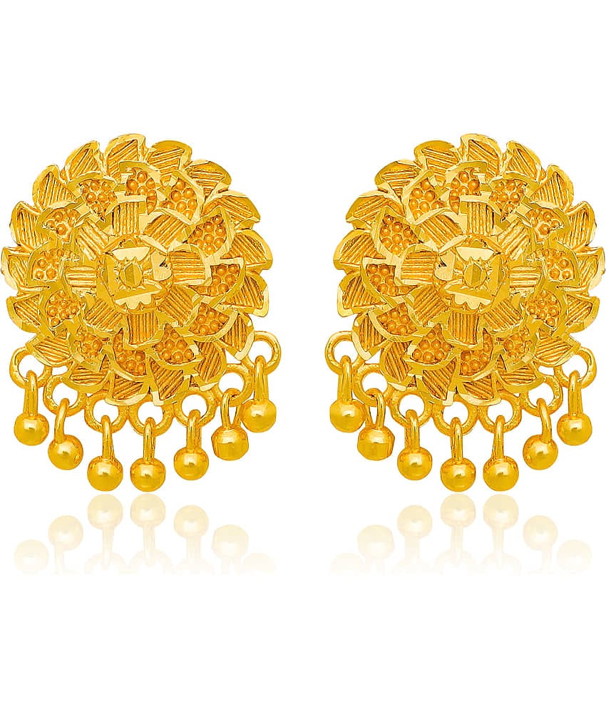 LUV FASHION Golden Jhumki Earrings ( Pack of 1 )