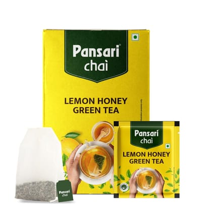 Pansari Green Tea with Lemon & Honey  25 Premium Tea Bags | Enriched with Vitamin C | Detox & Immunity Booster | 42g | Refreshing & Antioxidant-Rich Herbal Tea