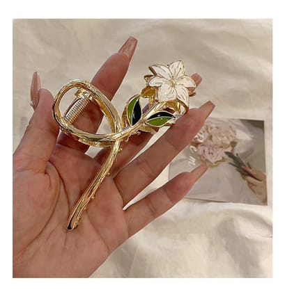 Alloy Metal Lily Flower Design Hair Claw Clip