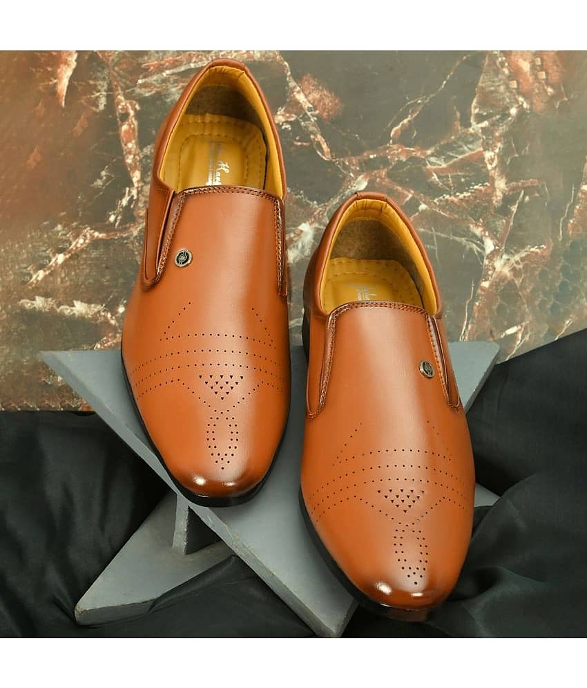 John Karsun Tan Men's Slip On Formal Shoes