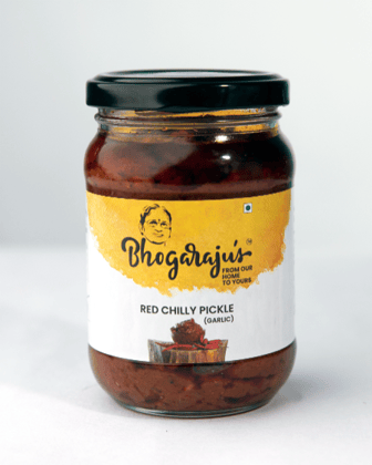 Bhogarajus Red Chilly Pickle (Garlic) - 300 grams (Food Grade Pouch)