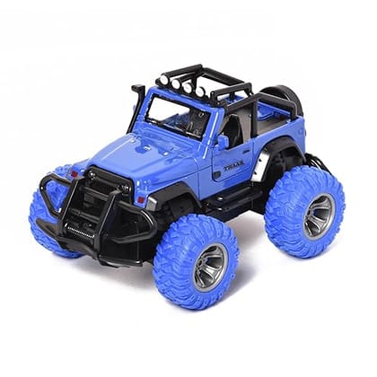 Braintastic Pullback Thar Model Diecast Metal Car with Toy Vehicle Pull Back Friction Car with Openable Doors Light & Music, 1:32 Scale Toy car for Kids (Thar Blue Color)