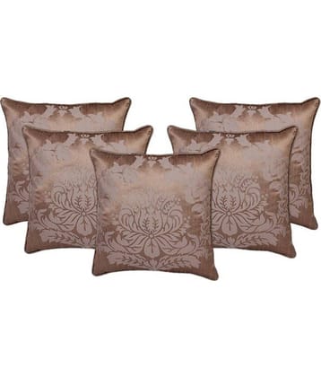 Zubix Golden Polyester Cushion Covers Set Of 5