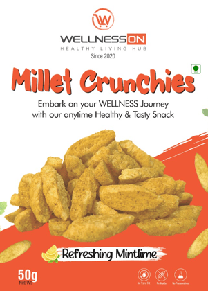 SABKA WELLNESS - Millet Munchies with Refreshing Mint Lime  Healthy Baked Snack  ,No Maida, No Preservatives, No Artificial Colors  , Crunchy Jowar Millet Snack - 50 Gms (Pack of 8)