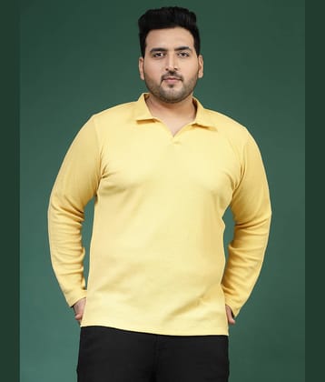 Rigo Pack of 1 Cotton Slim Fit Self Design Full Sleeves Men's Polo T Shirt ( Mustard )