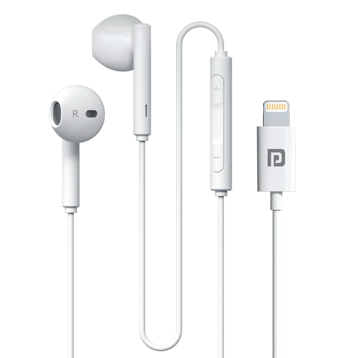 Portronics Conch Theta L 8 Pin Wired Earphone With In Line HD Mic (White)