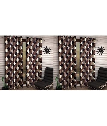 N2C Home Floral Semi-Transparent Eyelet Curtain 7 ft ( Pack of 4 ) - Brown