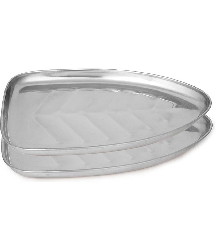 Dynore 2 Pcs Stainless Steel Silver Tray