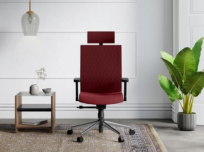 Prime High Back Knitted Fabric Ergonomic Office Chair (Milan Red) (1-Year Warranty, Adjustable Armrest)