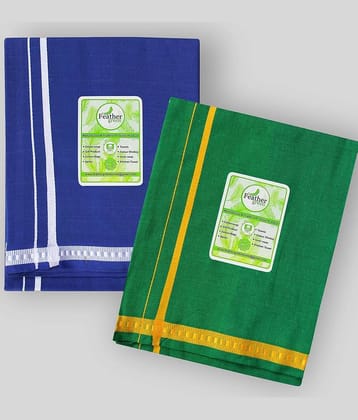 Feather Green - Multi Cotton Blend Men's Dhoti ( Pack of 2 )