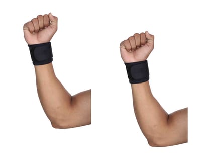 EZYFIT Wrist Support Band with Velcro, Sport Wrist Wrap for Wrist Pain Relief, One Size Fits Most - Black