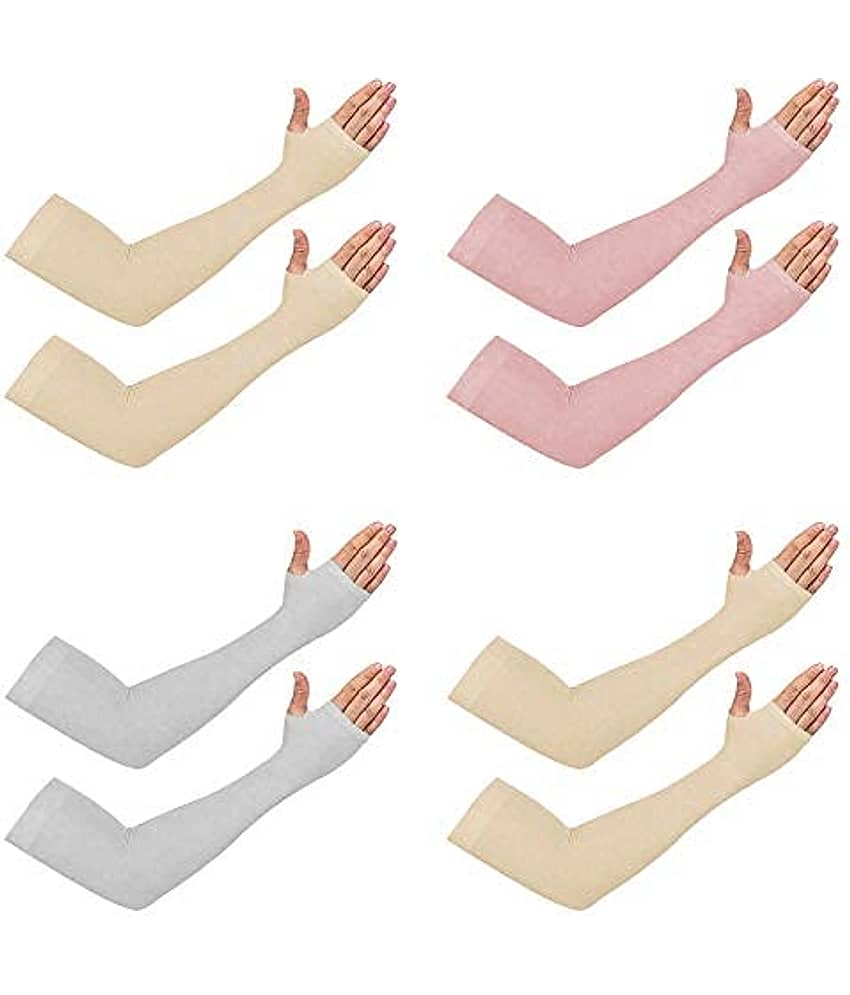 Mahek Accessories - Multicolor Self Design Riding Sleeves ( Set of 4 )