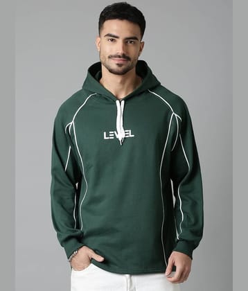 LEWEL Fleece Hooded Men's Sweatshirt - Green ( Pack of 1 )