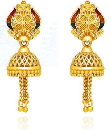 LUV FASHION Golden Jhumki Earrings ( Pack of 1 )