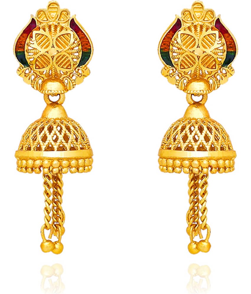 LUV FASHION Golden Jhumki Earrings ( Pack of 1 )