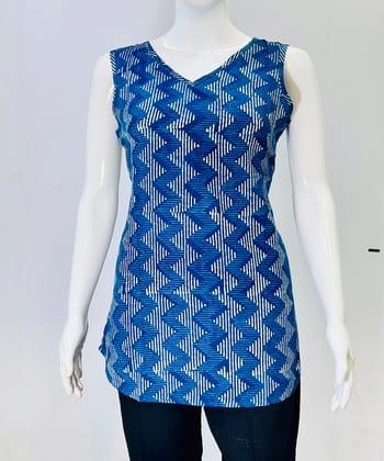 Black kalamkari handblock printed cotton top
