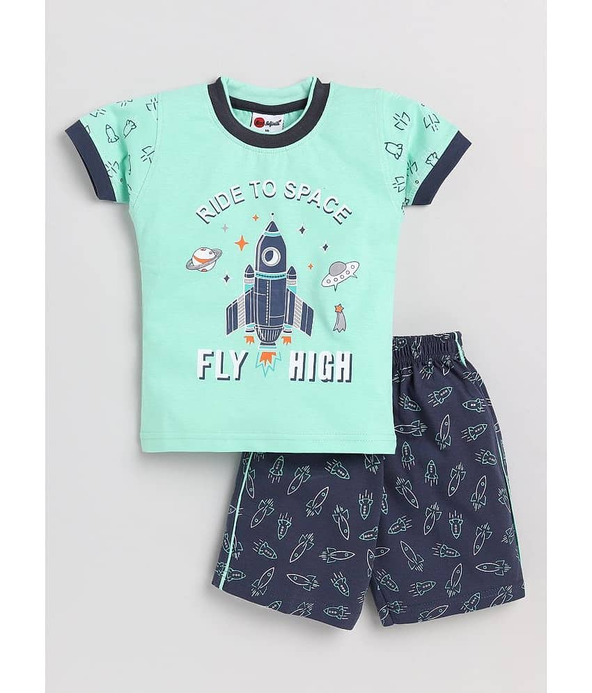 Mars Infiniti Pack of 1 Boys Cotton T-Shirt & Shorts Set ( Green )
