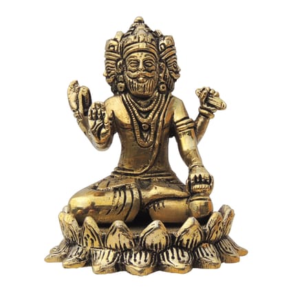 Brass Brahma Ji God Idol – Premium Brass Spiritual Temple Decor, Height : 4 Inch (BSMAS1397 F)