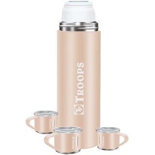TP TROOPS Coffee Thermos Stainless Steel Vacuum Flask with 3 Steel Cup, 500ml/16.9oz Insulated Bottle