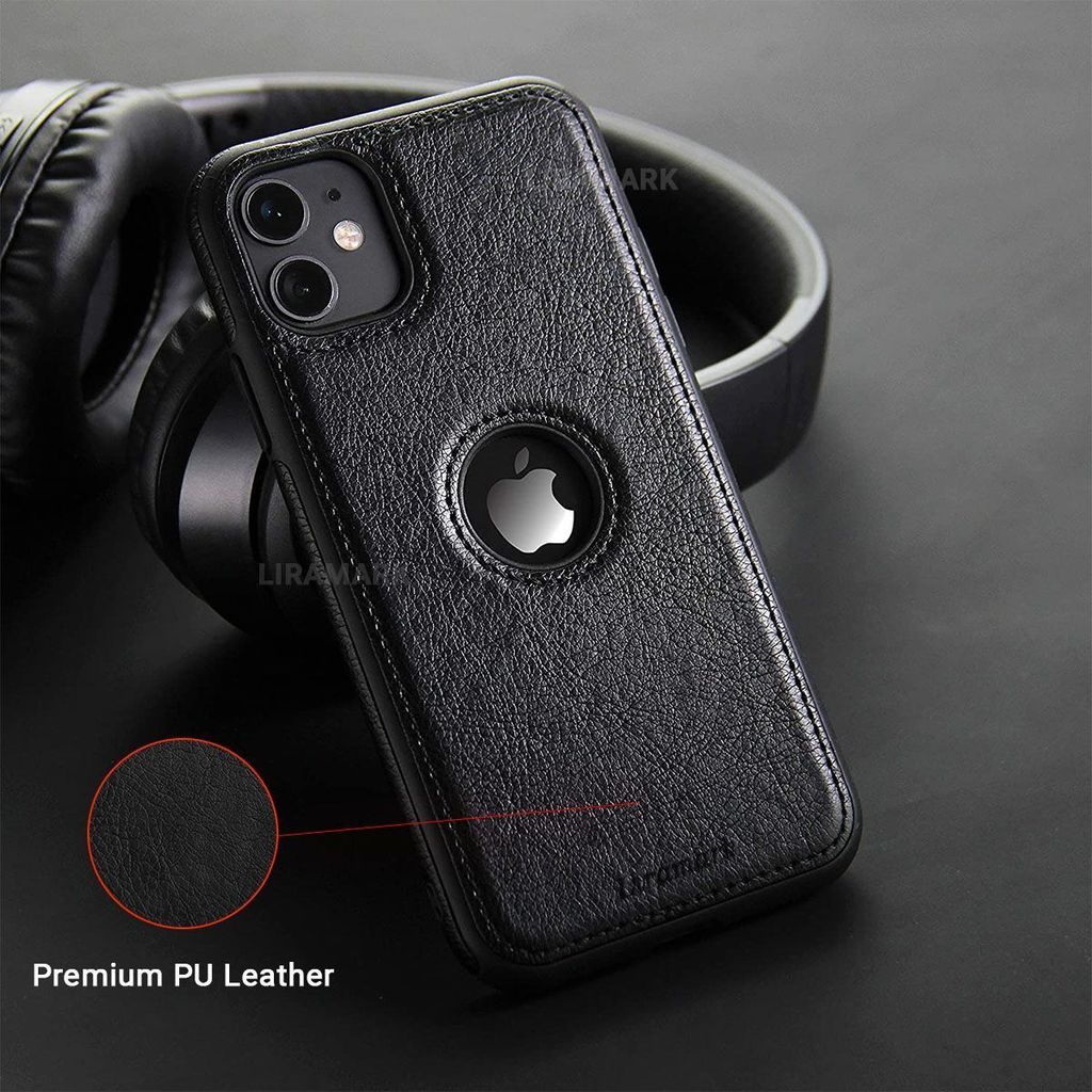 LIRAMARK PU Leather Flexible Back Cover Case Designed for iPhone 11